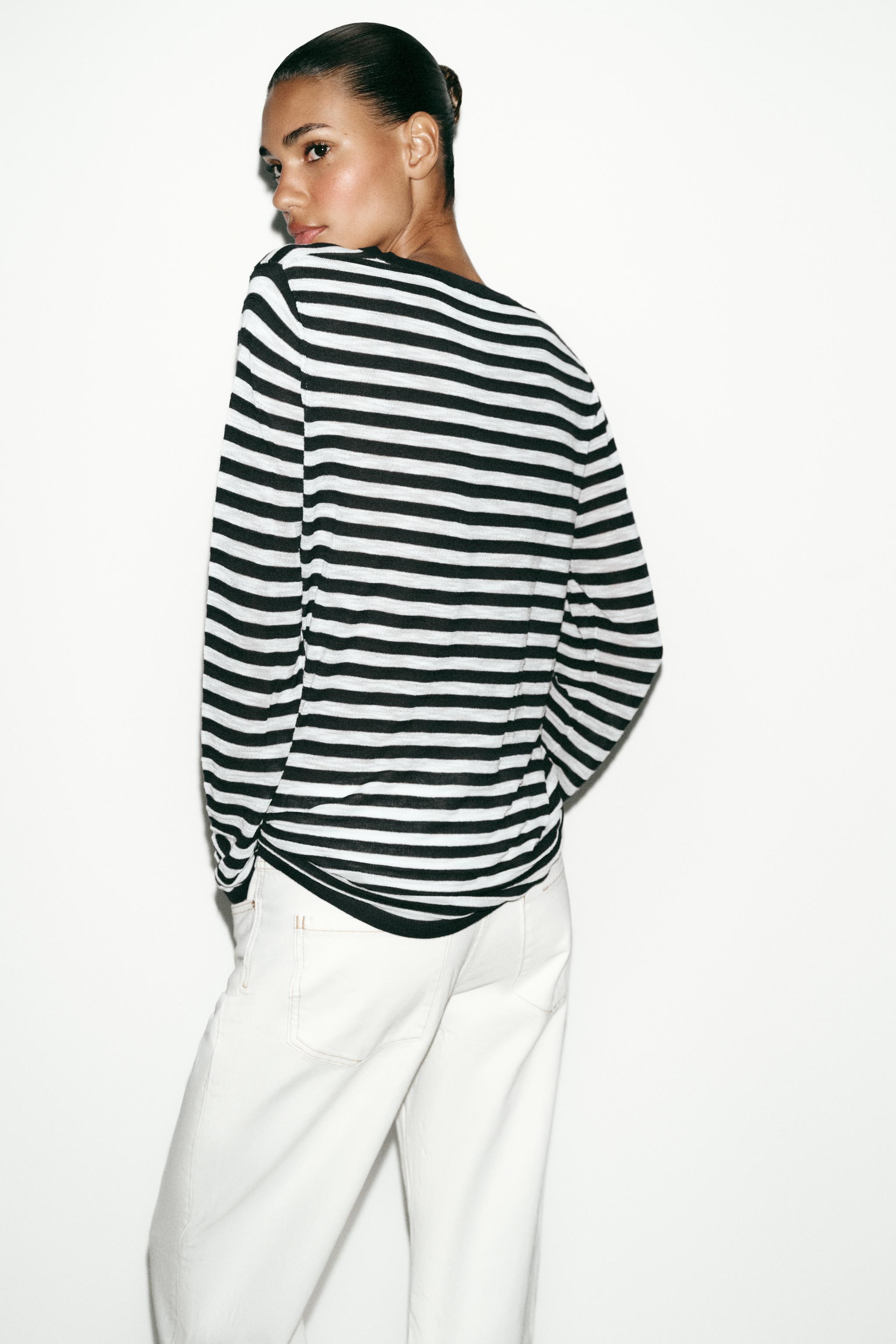 STRIPED BUTTON SWEATER